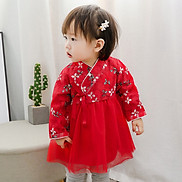 Váy Tết Hanbok đỏ cách điệu cho bé gái, chất đẹp, dáng xinh MV08