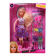 Bộ đồ chơi hộp búp bê Barbie nhiều phụ kiện kèm tủ giầy cho bé gái