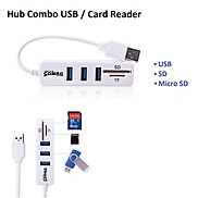 USB Hub Combo 3 Cổng Tốc Độ Cao USB 2.0 Bộ Chia 2 Trong 1 Đầu Đọc Thẻ SD TF