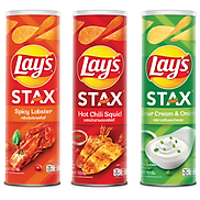 Combo 3 Lay s Stax 100gr Mực sốt cay, Tôm hùm nướng ngũ vị, Kem chua hành