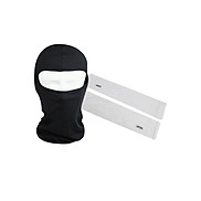 Găng Tay Chống Nắng Hở Ngón Trắng Và Khăn Trùm Ninja - Đen Trơn