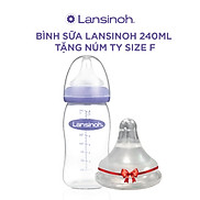 Bộ Đôi Bình Sữa Cổ Rộng Lansinoh Dung Tích 240ml + Núm Ty Size F