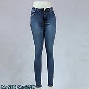 Quần Jean Nữ Lưng Cao Kiểu Trơn Màu Xanh Size 26-30 6394