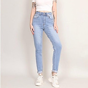 Quần Jean Nữ Baggy Boyfriend Trơn Cạp Lưng Cao co dãn CT Jeans