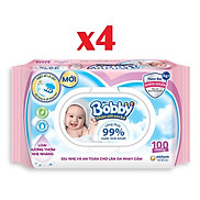 Combo 4 gói khăn ướt Bobby Care có hương 100 tờ