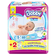 Tã dán Bobby siêu thấm - khô thoáng S, 4-8kg, 80 miếng