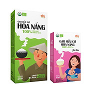 Combo 2 hộp Gạo hữu cơ Hoa Nắng Xanh Mạ Non 2kg & Gạo Tấm 1kg