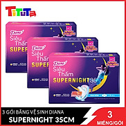 COMBO 3 Băng vệ sinh Diana Ban đêm Siêu thấm Supernight cánh 35cm 3 miếng