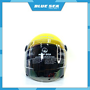 Mũ Bảo Hiểm 3 4 Blue Sea Màu Vàng Sơn Mờ Có Kính Chắn Gió Cao Cấp