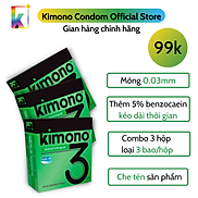 Combo 3 hộp Bao cao su Kimono Green Siêu mỏng 0.03mm - Kéo dài thời gian