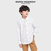 Áo sơ mi cho bé trai Bigfox-MissMeow, Chất liệu linen mềm mịn,họa tiết trơn