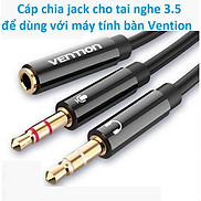 Cáp chia jack cho tai nghe 1 chân 3.5mm thành 2 chân 3.5mm để dùng với máy