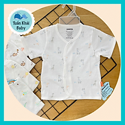 SET 5 Áo Sơ Sinh cotton cao cấp CUNCON - Mẫu Tay Ngắn Cài Nút Xéo Họa Tiết