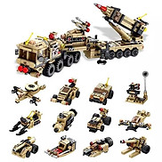 Bộ đồ chơi lắp ráp xe quân sự 12 trong 1 với 549 chi tiết nhựa ABS cao cấp