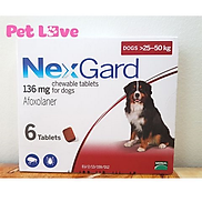 1 hộp NexGard trị ghẻ, viêm da, ve rận chó từ 25 - 50kg, 6 viên nhai