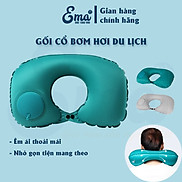 Gối cổ bơm hơi du lịch, dã ngoại có sẵn bơm tay thương hiệu EMA - Nhỏ gọn