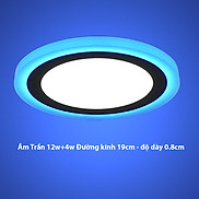 Đèn Led Âm trần tròn16w 2 màu 3 chế độ ánh sáng trắng xanh dương