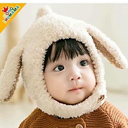 Combo 2 mũ len lông cừu cài cúc tai thỏ cho bé trai bé gái từ 3 tháng đến