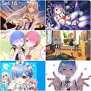 Bộ 6 Poster anime Re Zero Bắt đầu lại ở thế giới khác 3 bóc dán - A3,A4,A5