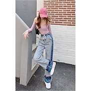 Quần jeans nữ ống rộng gấp gấu Q8009