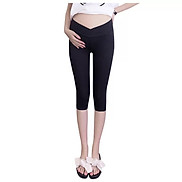 Quần legging bầu lửng cạp chéo đen Ms148