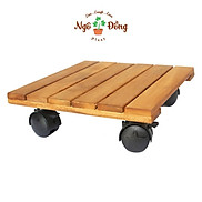 Đế Lót Chậu Cây Cảnh Chậu Hoa Bằng Gỗ Tràm Hình Vuông R30cm Có Bánh Xe