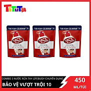 Combo 3 Nước Rửa Tay Sạch Khuẩn Lifebuoy Bảo Vệ Vượt Trội 10 Túi 450g