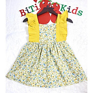Đầm bé gái,váy trẻ em 2 dây phối bèo vải cotton cao cấp siêu xinh cho bé