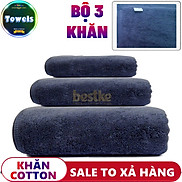 Bộ 3 Khăn tắm, khăn gội, khăn mặt Bestke Cao Cấp 100% Cotton Xuất Khẩu Hàn