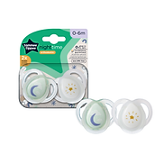 Ty Ngậm Dạ Quang Cho Bé Tommee Tippee 0-6 Tháng Vỉ Đôi - Night Time Trăng