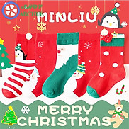 Tất Vớ Trẻ Em Minliu Cho Bé Từ 1 12 Tuổi chủ đề NOEL Chất Cotton Set 5 Đôi