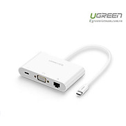 Cáp USB-C To VGA + 2 Cổng USB + LAN Ugreen 30439 - Hàng chính hãng