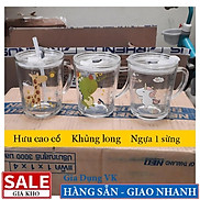 Ly Thủy Tinh Chia Vạch Có Quai In Hình Ngộ nghĩnh 450ml