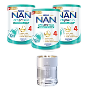 Bộ 3 Lon sữa bột Nestlé NAN OPTIPRO PLUS 4 850g lon với 5HMO Giúp tiêu hóa