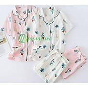 Bộ đồ bầu, sau sinh cho con bú ti - Pijama thô đũi cực mát