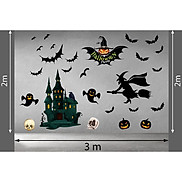 DECAL TRANG TRÍ HALLOWEEN 2021 COMBO MÀN ĐÊM DƠI VÀ PHÙ THỦY