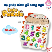 Bảng Núm Ghép Hình Gỗ Song Ngữ Lalapuzzle Chữ Cái Động Vật Rau Củ Quả Cho