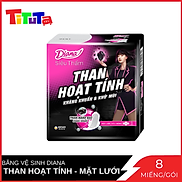 Băng Vệ Sinh Diana Than Hoạt Tính mặt lưới siêu thấm siêu mỏng cánh Gói 8