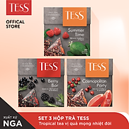 Set 3 hộp trà Tess Tropical Tea vị quả mọng nhiệt đới 20 gói hộp