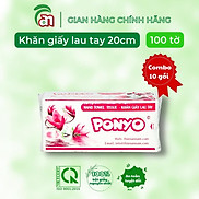 Combo 10 gói khăn giấy lau tay dai mềm PONYO 2 lớp gói 100 tờ khổ 19x20cm