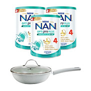 Bộ 3 Lon sữa bột Nestlé NAN OPTIPRO PLUS 4 850g lon với 5HMO Giúp tiêu hóa