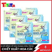 Combo 6 Gói Băng vệ sinh Diana Sensi Cool Fresh Chiết Xuất Hoa Cúc mát dịu