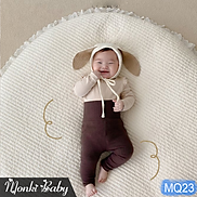 Quần cotton cao cấp cho bé sơ sinh, dáng cạp cao giữ ấm bụng