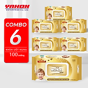 Combo 6 Bao Khăn Uớt Em Bé NUNA Gold Không Mùi 100 MIếng Bao