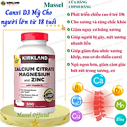 Canxi cho người lớn Kirkland Calcium thêm Mange, Kẽm, Vitamin B6, D