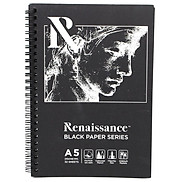 Tập 32 tờ giấy đen vẽ chì, vẽ màu nước lò xo sketch Renaissance khổ A5 A4