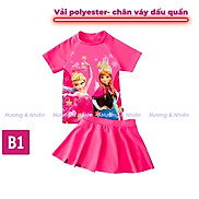 Đồ bơi bé gái tay ngắn chân váy hình Elsa - Anna từ 11-40kg