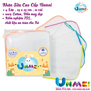 Khăn Sữa Cao Cấp Unmei 25x25cm - 4 Lớp - 10 cái , 100% Cotton , Viền đẹp