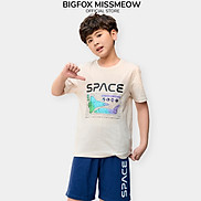 Đồ bộ cộc tay Hàn Quốc Bigfox Miss Meow cho bé trai size đại vải cotton