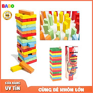 Đồ Chơi Rút Gỗ Màu Domino 54 Thanh Babo Xếp Tầng Tháp Jenga - Size Lớn